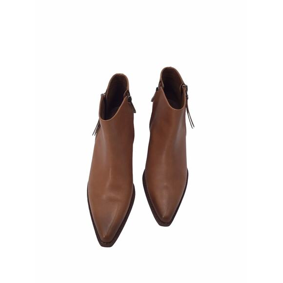 Sam Edelman Shoes - Sam Edelman Pointed Toe Stacked Block Heel Western Ankle Boots Size 7.5 Brown